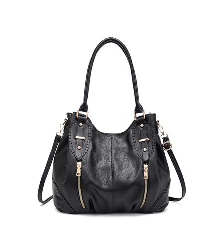 myfriday Vintage Large Leather Tote Handbags for Women, Soft Hobo Shoulder Bag Satchel Purse with Adjustable Strap