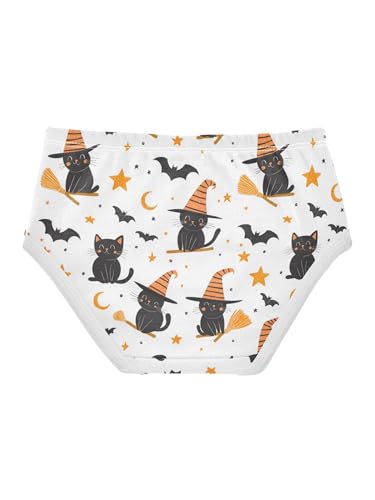 ZZKKO Halloween Hat Cat and Moon Star Girls Underwear Toddler Panties for Girls Comfort Brief Size 2T2