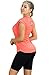 icyzone Workout Running Shirts for Women - Fitness Gym Yoga Exercise Short Sleeve T Shirts Open Back Tops