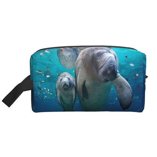 化粧ポーチ 大容量 コスメポーチ メイクポーチ 動物マナティー 持ち運び 機能的 大容量 防水 小物入れ 軽量 出張 旅行 ポーチ レディース 収納ポーチ 化粧品収納
