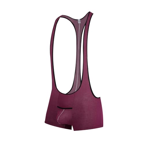 Men's Mankini Bodysuit Singlet Leotard Racerback Boxer Briefs Wrestling Jumpsuit Jock Strap