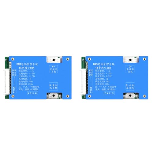 Lbvzxkad 2X Placa de ProteccióN de BateríA de Litio Ternaria 14S 50A Carga y Descarga de 52V con FuncióN de Balance de Voltaje para Bicicleta EléCtrica