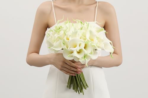 Image of SITUMEIZI 24 Pcs Fake Flowers White Artificial Calla Lily