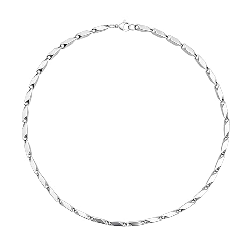 KnSam Chaîne à maillons collier ras de cou acier pour homme et femme