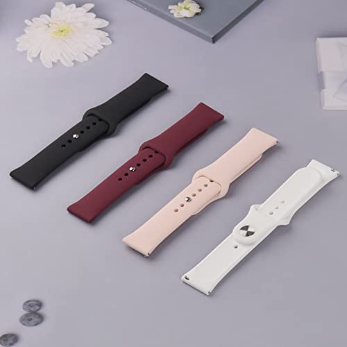[Amzpas] シリコンバンド Amazfit GTR 3 Pro/GTR 3/ GTR 2e/ GTR 2/ GTR 4/ Amazfit GTR 47mm スマートウォッチ用 22mm 4個パック ソフトクイックリリース交換用リストバンド シンプルなバックル付き スポーツストラップ メンズ, ブラック/ワインレッド/サンドピンク/ホワイト。, ブレスレット、スポーツ。