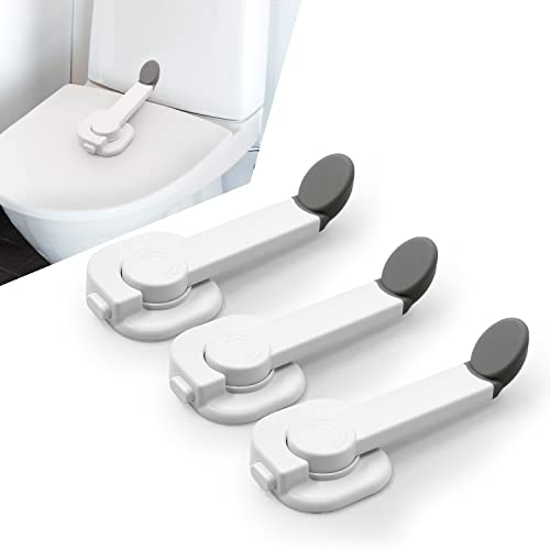 Toilet Lock Child Baby Safety - Waawee 3 Pack Baby Proof Toilet Lid Lock, Pet Proof Safety Lock With 3M Adhesive For Most Toilet Seats, No Tools Needed Installation #TOP3