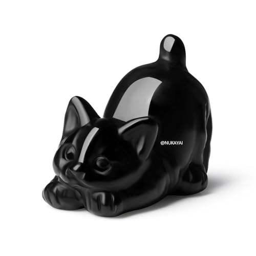 NUKAYAI 2" Black Cat Figurines Statue Sculpture Obsidian Crystals and Healing Stones Natural Gemstones Carved Kitten Cute Office Room Home Cat Decor Gifts for Cat Lovers Stocking Stuffers Women Men
