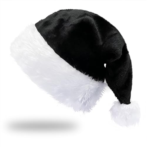 APAEAT Black Santa Hat Christmas Hat Adult for Comfort Xmas Hats Unisex Holiday Hats Classic Santa Headwear for Women Men Christmas Party Favors New Year Party Supplies