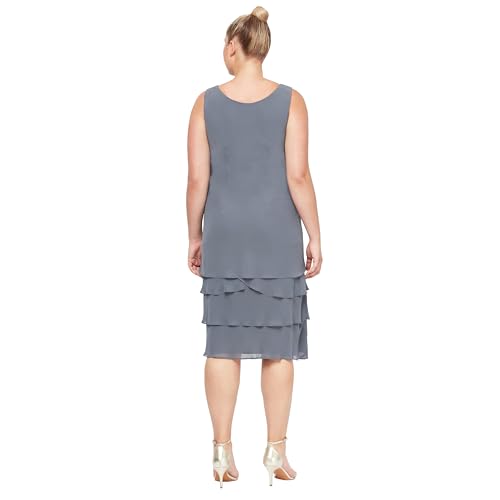 Image of S.L. Fashions Women's Mother of The Bride Tiered Jacket Dress with Shoulder Embellishment
