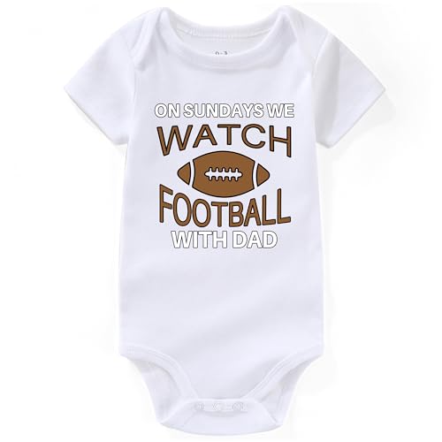 Image of BESDEAR Baby Football Outfit Daddys Boy Baby Clothes Newborn Baby Boy Girl Football Outfit Baby Bodysuits White