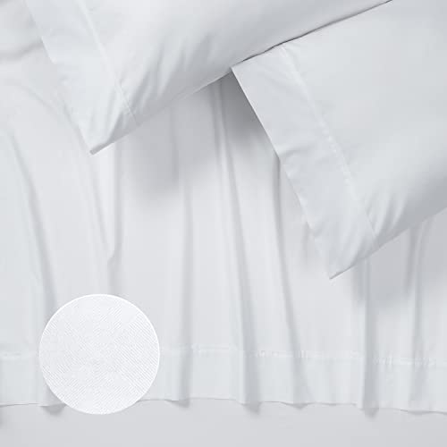 Chanasya Embossed White Queen Size Bed Sheets Set 4-Piece - Soft Stripe Diamond Pattern 1 Flat Sheet 1 Fitted Sheet 2 Pillowcases - Wrinkle Stain Resistant - Luxurious Microfiber Sheet - White - Queen #TOP1