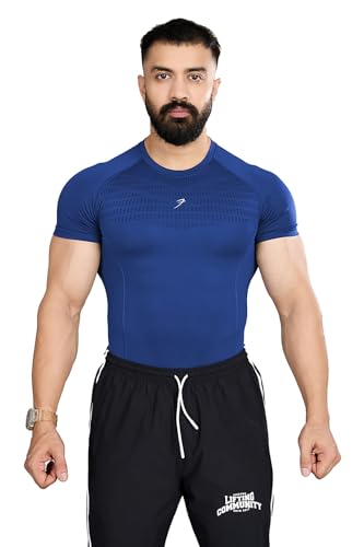 Image of FUAARK Nylon Seamless Compression Half Sleeves Dry Fit T-Shirts for High Performance in Gym