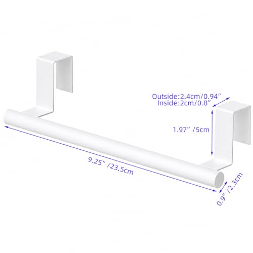 Image of Cabinet Door Towel Bar, Kitchen Towel Holder, White 2 Pack | Extended Anti-Slip Arm, EVA Scratch Guard Pads, No-Drill Install, Stainless Steel Dish Towel Holder, Kitchen Towel Rack