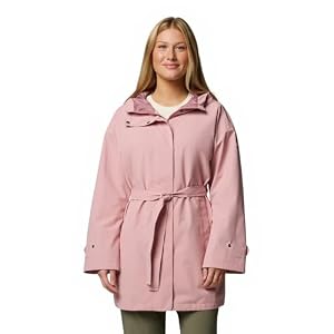 Columbia Women’s Here And There 3 Trench Jacket, Waterproof Rain Jacket, Eraser Pink, S