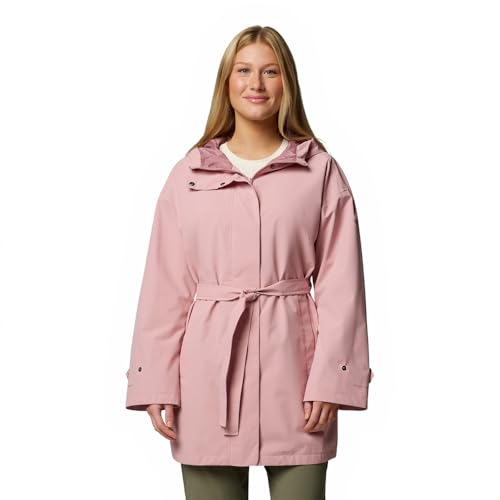 Columbia Women's Here And There 3 Trench Jacket, Waterproof Rain Jacket, Eraser Pink, S
