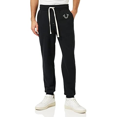 True Religion Men's Classic Logo Jogger Sweatpants, Black, S UK Cover