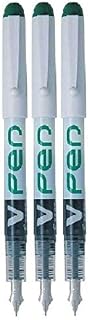 Pilot Green V Pen Fountain Pen Disposable Medium Line Liquid Ink SVPN-4W (Pack Of 3)