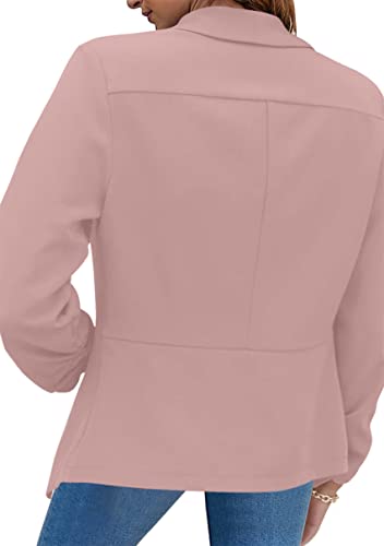 Image of YMING Womens Open Front Work Blazer Business Long Sleeve Jackets Solid Color Office Short Cardigans