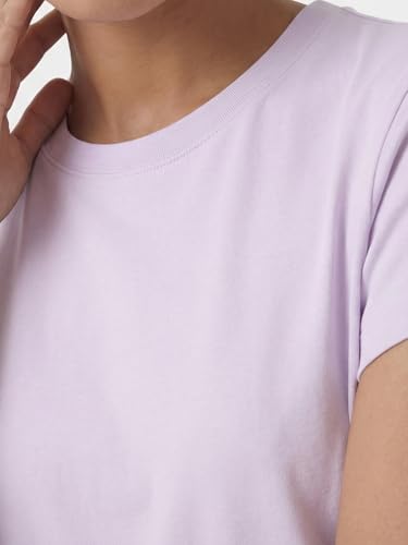 Image of Enamor Short Sleeve Crew Neck Regular Length Basic Crew T-Shirt for Women - Slim Fit, Soft and Breathable Stretch Cotton - E047