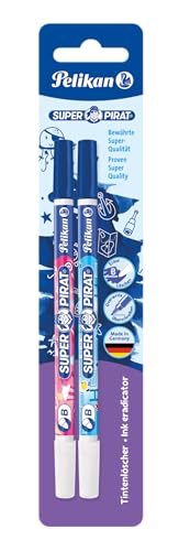 Pelikan Tintenlöscher Super Pirat, Strichstärke B (breit) Tintenkiller zum Löschen und Überschreiben, 2 Stück