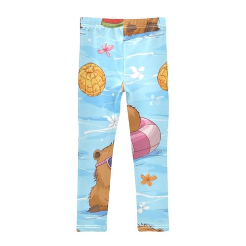 Cute Cartoon Capybara Girls Leggings Stretchy Dance Pants for Kids2