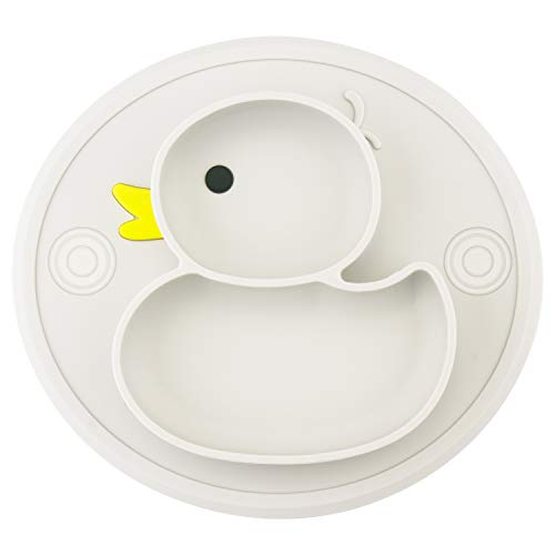 Qshare Toddler Plate, Portable Baby Plates for Toddlers and Kids, BPA-Free Strong Suction Plates for Toddlers, Dishwasher & Microwave Safe Silicone Placemat 9x6x1.4 inch