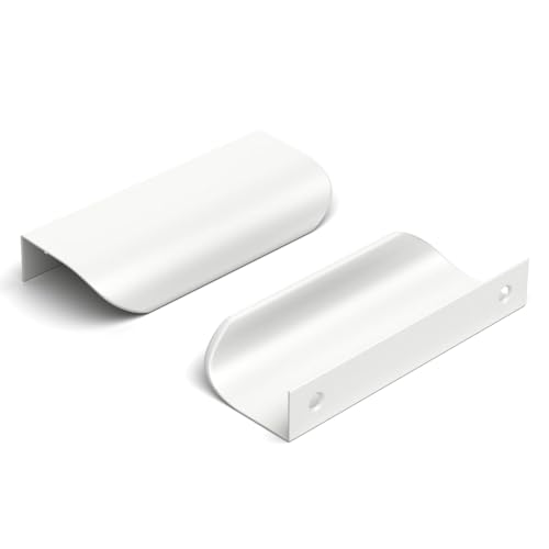 Image of Goldenwarm White Cabinet Handles 3 Inch 10 Pack, Finger Pulls for Cabinets, Edge Pull for Dresser Drawers, Aluminum Alloy, Modern Kitchen Hardware for Dresser Bathroom Closet and Cupboard