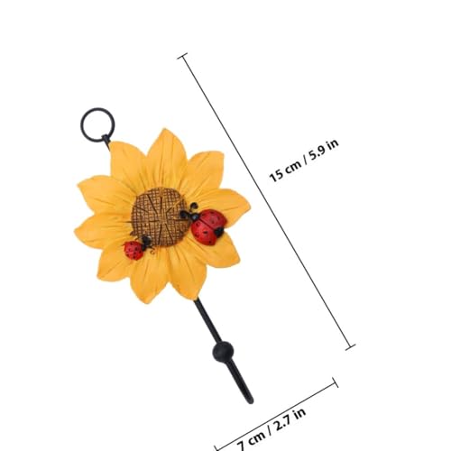 Ganchos de pared Toddmomy con diseño de margarita de resina amarilla, set de 4 unidades 3