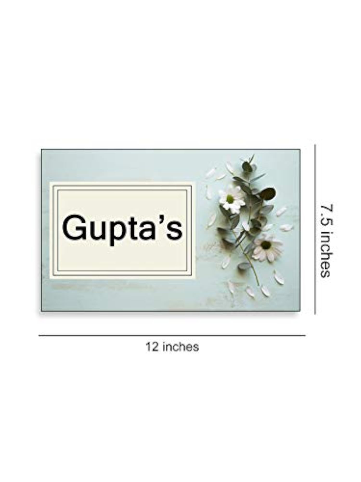 Printed White Flower MDF Name Plate for Home Decor