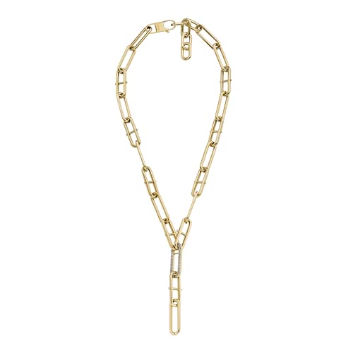 Fossil Women's Stainless Steel Gold-Tone Heritage D-Link Glitz Y-Neck Chain Necklace, Color: Gold (Model: JF04583710)