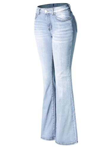 Design by Olivia Women's Sexy Stylish Flare Bell Bottom Slim Bootcut Jean2