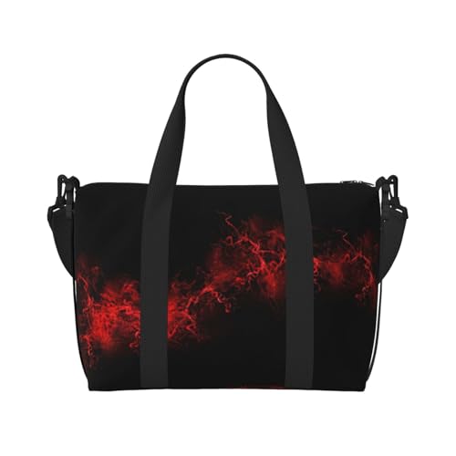 Sac de voyage léger imprimé rouge noir grand sac à main noir