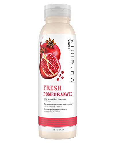 Rusk Puremix Fresh Pomegranate Color Protecting Shampoo for All Hair Types, 35 oz, Prolong Color Radiancy and Shine, Reduces Dryness and Breakage, Cruelty-Free