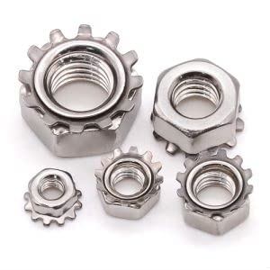 5/16"-18 (25 pcs) K-Lock Nuts with External Tooth Lock Washer, 304 Stainless Steel 18-8