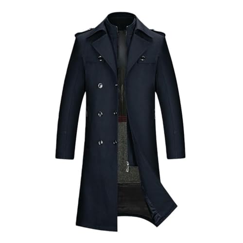 Trench long pour homme doublure laine amovible contre le froid et la pluie