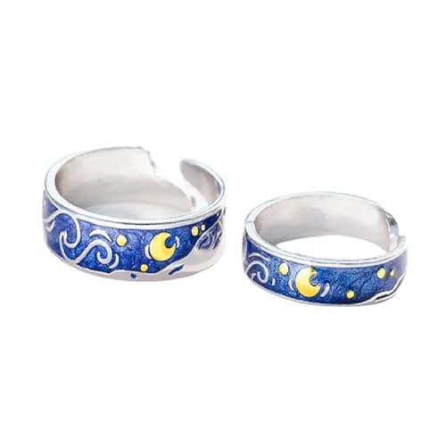Anneaux de couple étoilés vintage le cadeau ajustable idéal pour homme et femme