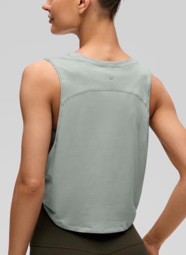 Image of CRZ YOGA Pima Cotton Dropped Armhole Tank | Workout, Naturally Soft, Loose Fit, Crop, Crewneck, Knotted Sides, Sleeveless Tops for Women