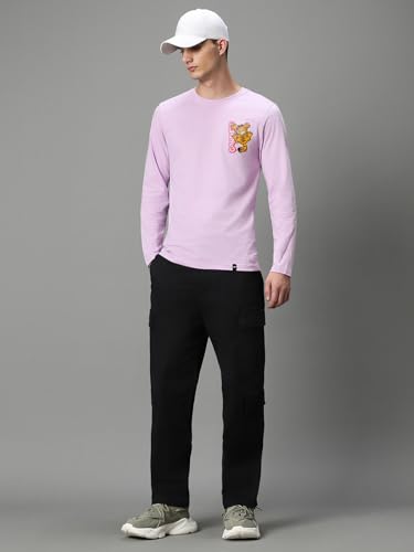 Image of Bewakoof Official Garfield Merchandise Men's Graphic Print Regular Fit Full Sleeve Round Neck Cotton Jersey T-Shirt