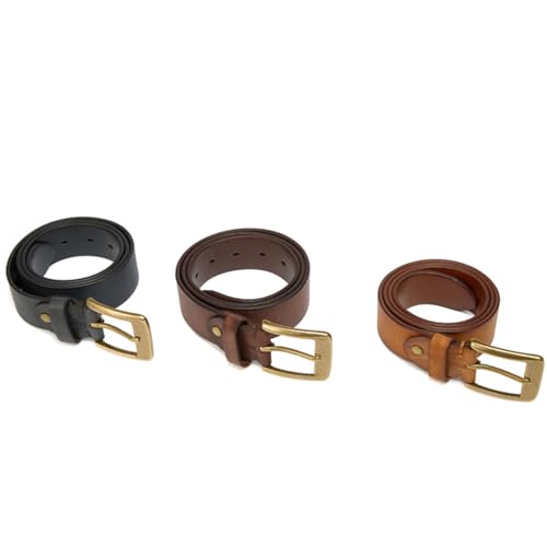 Mens Womens Genuine Embossed Distressed Leather Belt,Handmade Cowhide Waist Strap with Solid Brass Square Buckle(125cm/49, Black)3