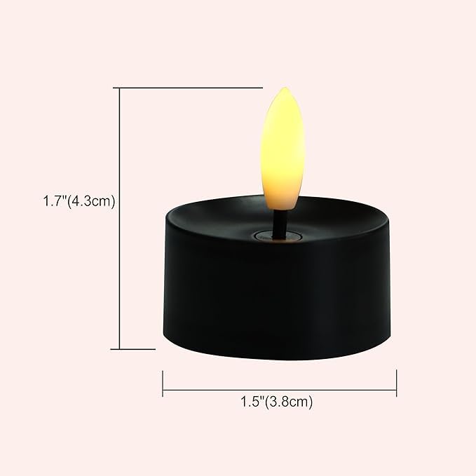 Image of QIDEA Halloween LED Black Tea Lights for Pumpkin Christmas Decor 12 Sets