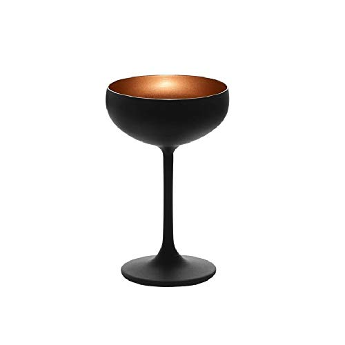 STÖLZLE LAUSITZ service de 6 coupes à Champagne noir (mat) bronze Elements I Coupes à cocktail en verre de cristal de haute qualité 230ml I Coupes passent au lave-vaisselle I résiste à la casse