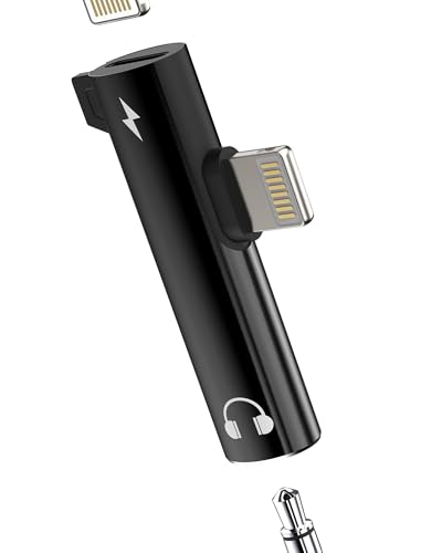 Adaptador Lightning a Jack 3.5mm Auriculares(2 en 1)para iPhone 14 13 Pro Max Audio Cable AUXiliar Cargador Conector para Apple Accesorios Coche Charger Clavija para iPad Conectores Headphones Adapter