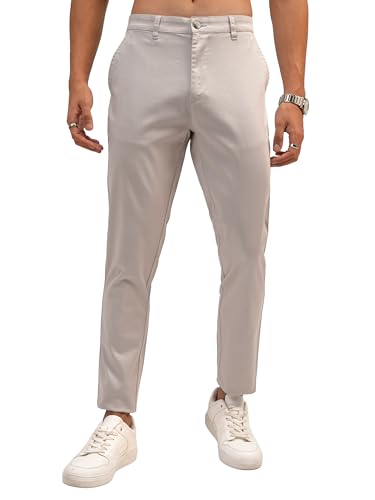 Image of Highlander Men's Slim Fit Formal Trousers | Ankle Length |Smart Trousers for Men | Chino Trousers for Men|Elegant Design | Comfortable Fabric for Daily Work & Formal Occasions