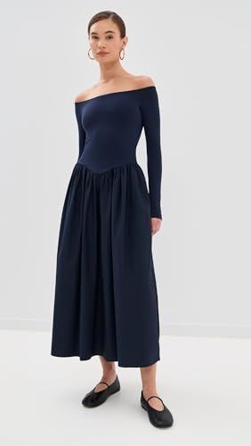 LE BOP Women's Colette Mixed Fabric Off Shoulder Dress2