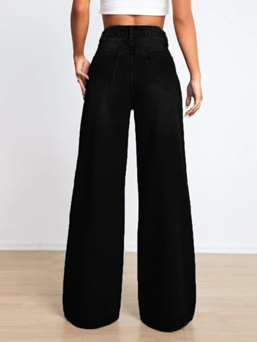 Distressed Wide Leg Jeans for Women High Waisted Loose Ripped Boyfriend Jeans Y2K Stretch Denim Pants4