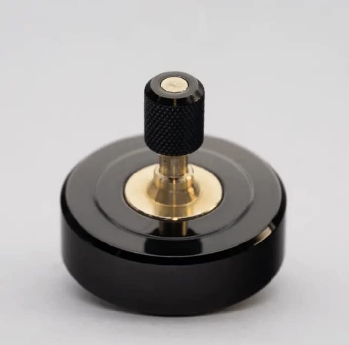 VORSO Black Chrome Luxury Precision Spinning Top - with Gold Brass Spindle and Ceramic Contact Point - Made in The UK