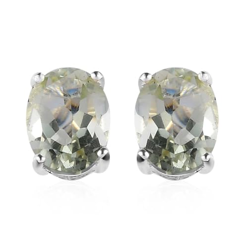 Prasiolite Solitaire Stud Earrings for...