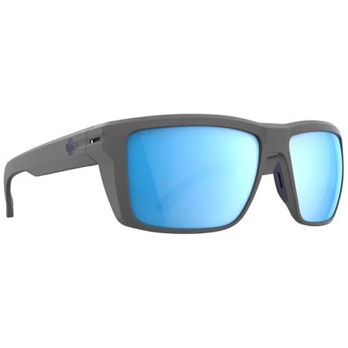 Spy Optic Men's Overhaul XL Rectangular Sunglasses, Matte Grey Happy Boost Polar Ice Blue Mirror, 60mm