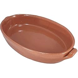 Cazuela De Barro Sin Esmaltar Cazuela besuguera tartera olla ovalada alta en barro esmaltado (nº 42-42 x 26 x 7,5 cms)