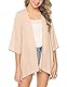 Irevial Sommer Cardigan Chiffon Kimono 3/4 Arm Leichte Strickjacke Damen Beachwear Bikini Cover Up für Strand Beach, Einfarbig-Creme, XXL